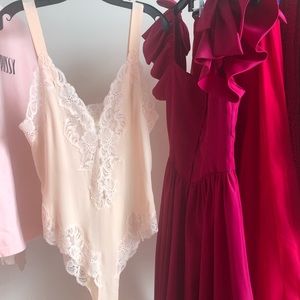 Vintage pinkish peach 100% silk bodysuit lingerie